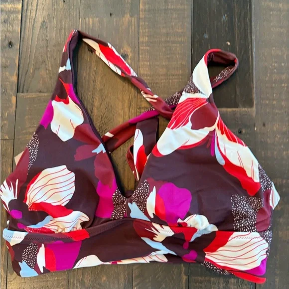 Athleta Floral Bikini plunge top size small - Picture 3 of 7